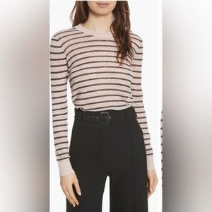 Veronica Beard Striped Scoop Neck Lightweight Linen Blend Sweater